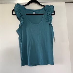 Old Navy NWT size large teal blue Ruffle Sleeve Top